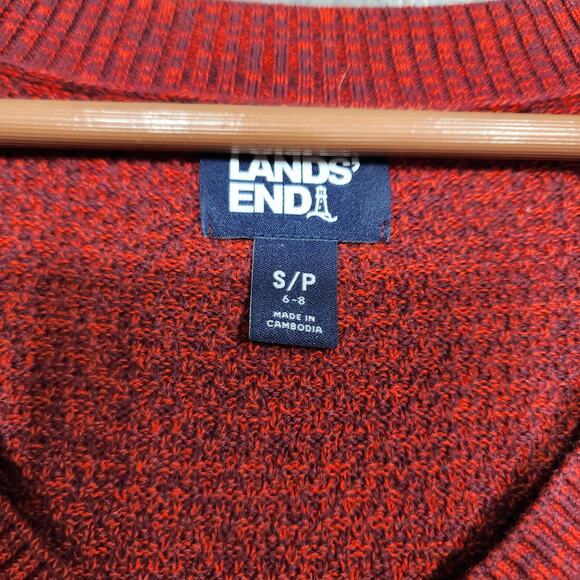 Lands End 100% Cotton Vneck Speckled Sweater Size Small - Picture 3 of 6